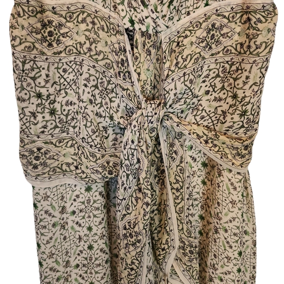 Studio M white n green scarf dress nwot - Picture 2 of 5